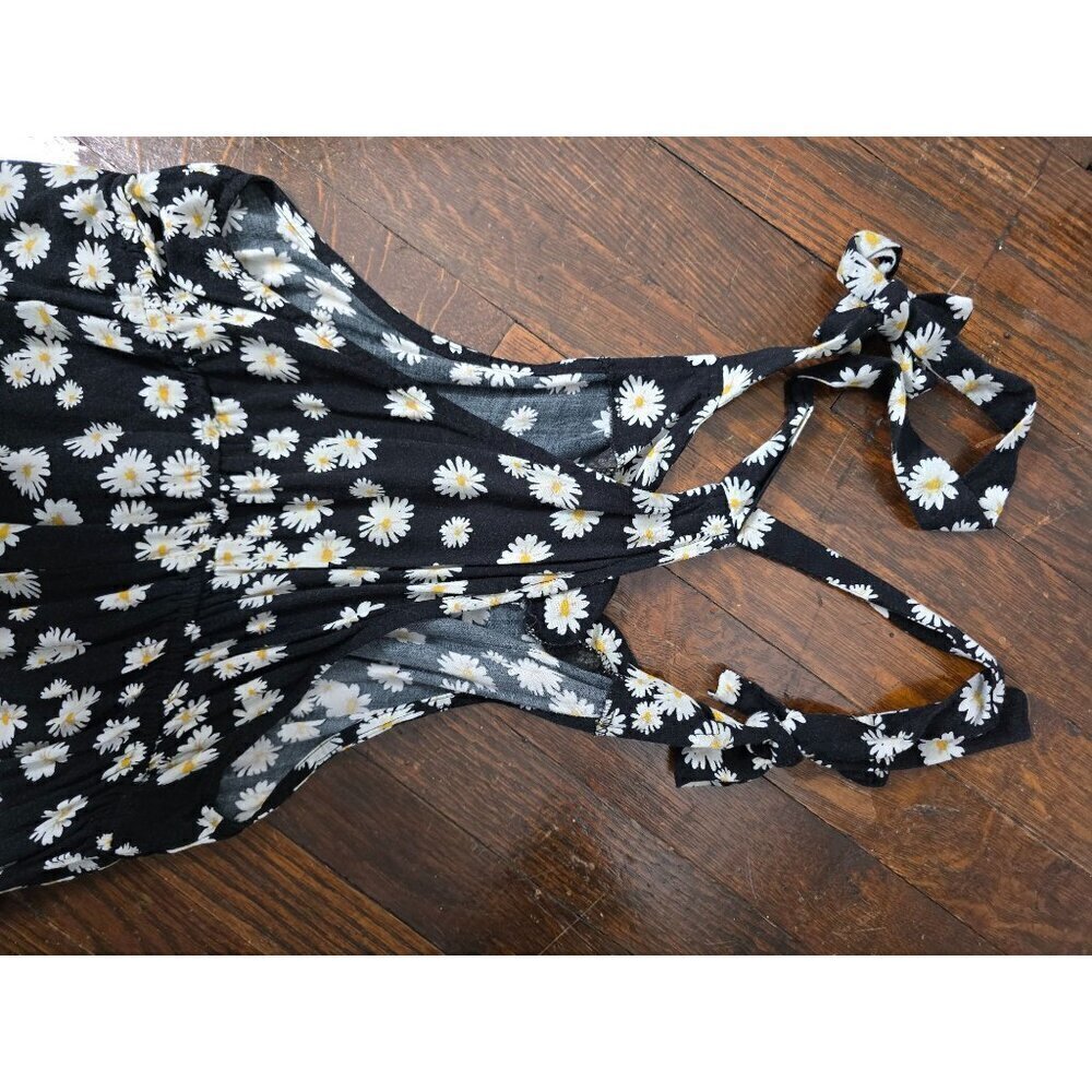 Y2K Wet Seal Black White Daisy Romper Jumpsuit Overalls - Picture 11 of 12